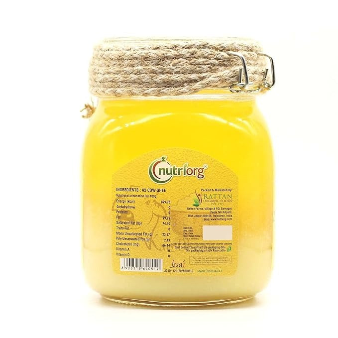 Nutriorg A2 Cow Ghee 100% Cow Ghee Vedic Bilona Method - 1 Litre
