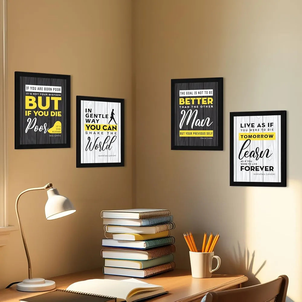 ArtX Paper Learn Motivational Framed Posters A4 Set of 4