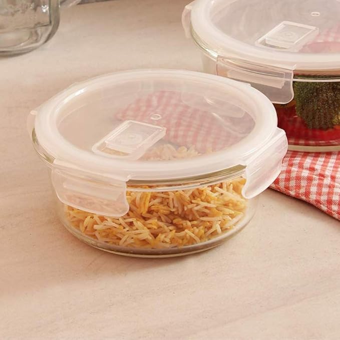 Femora Borosilicate Glass Containers for Kitchen | Storage Box for Kitchen With Air Vent Lid | Set of 1 | 380 Ml