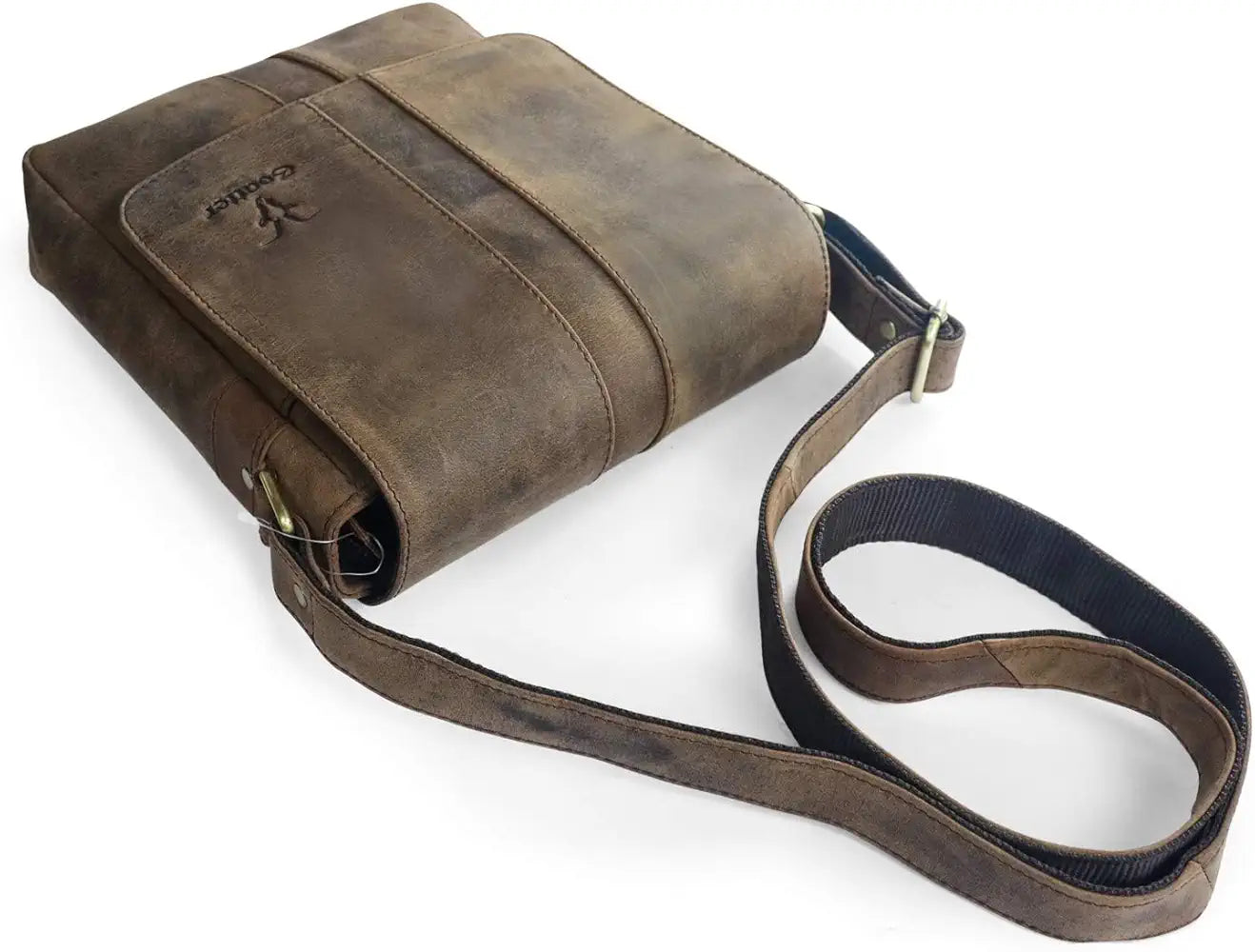 Goatter Genuine Leather Unisex Faster 9.5 Inch Messenger Bag  Gtht-03 - Brown