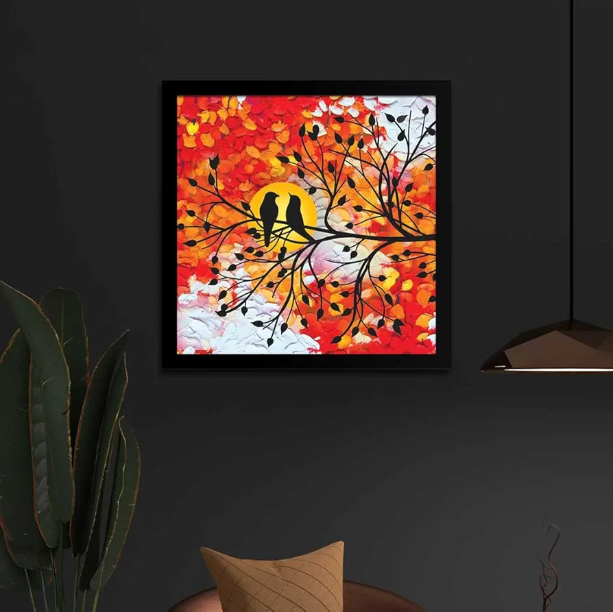 ArtX Bird Abstract Big Canvas Painting For Bedroom With Frame