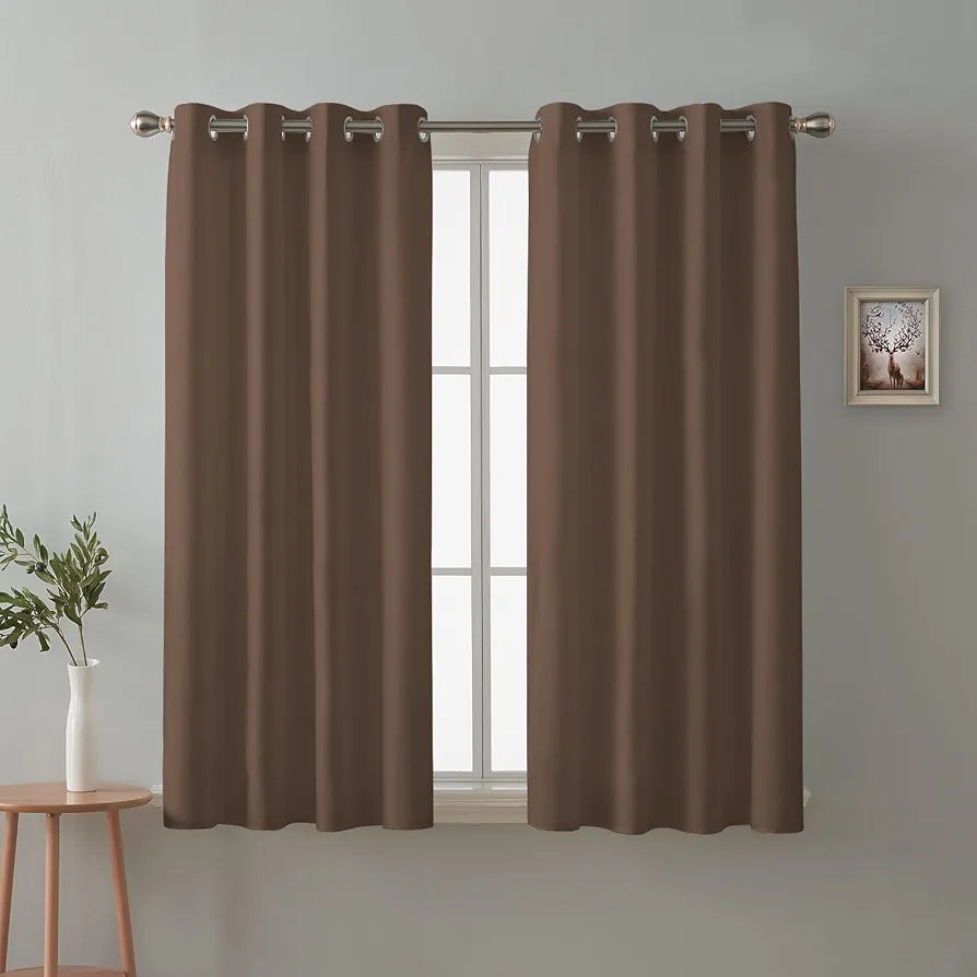 Cloth Fusion Blackout Window Curtains 5 Feet Long Set of 2 Dark Brown Colour