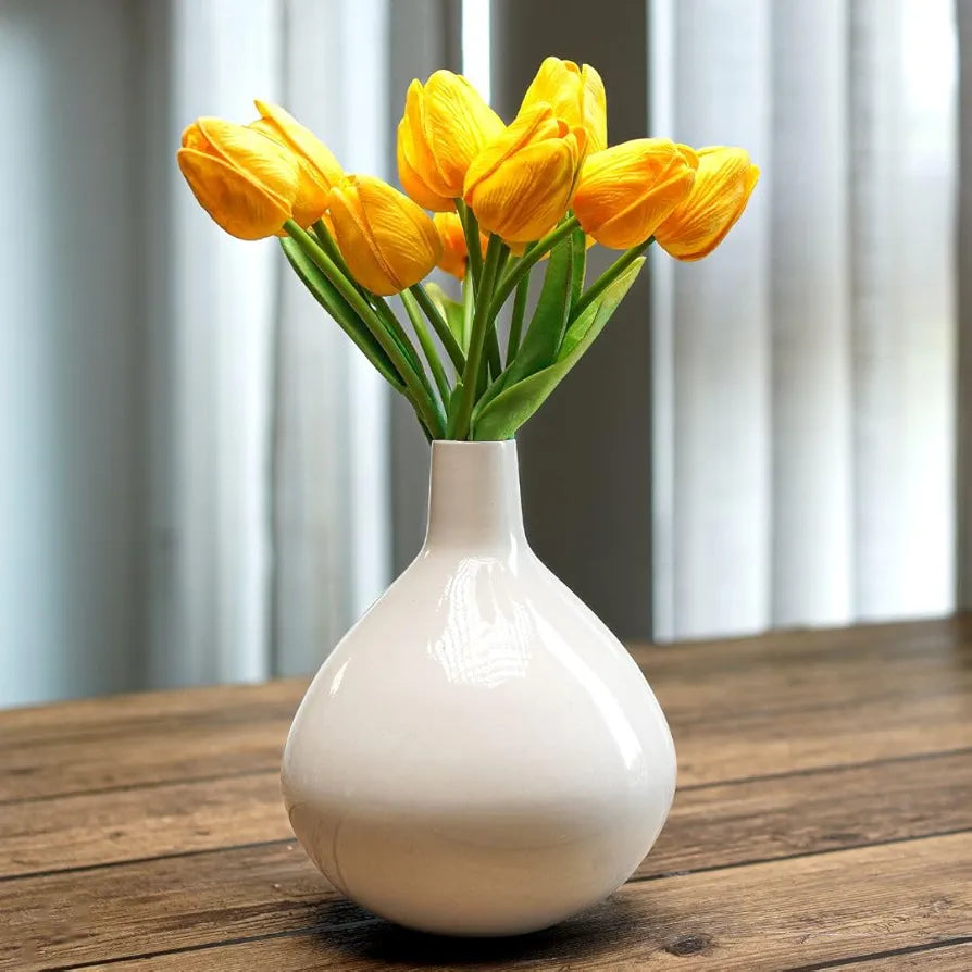 Behoma Metal Flower Vase Off White Tall Vase Flowers not Included