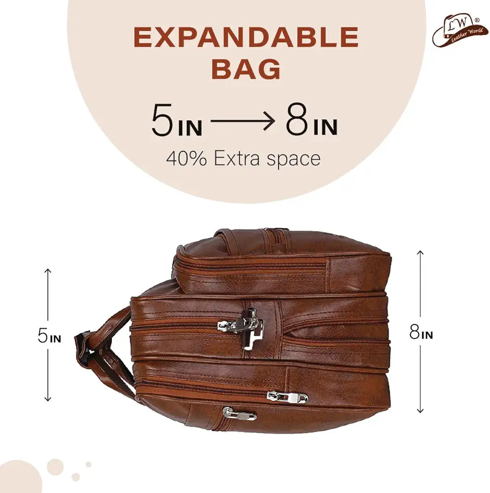 Leather World Expandable PU 15.6 inch Laptop Office Bag Men Women Messenger Briefcase
