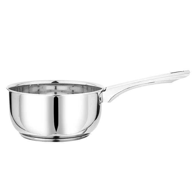 Pristine Try Ply Induction Base Stainless Steel Sauce Pan With Glass Lid - 1080 gms