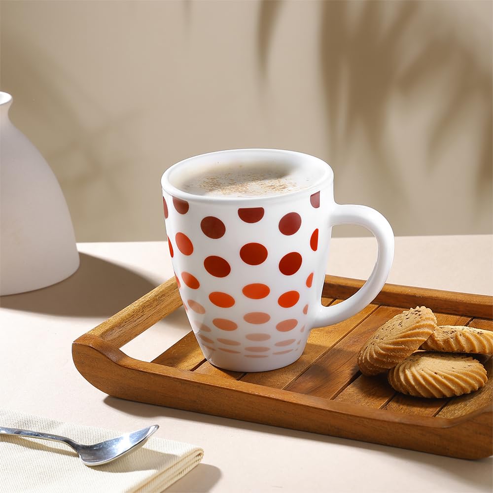 Larah by Borosil Opalware Polka Red 390 Ml Mug