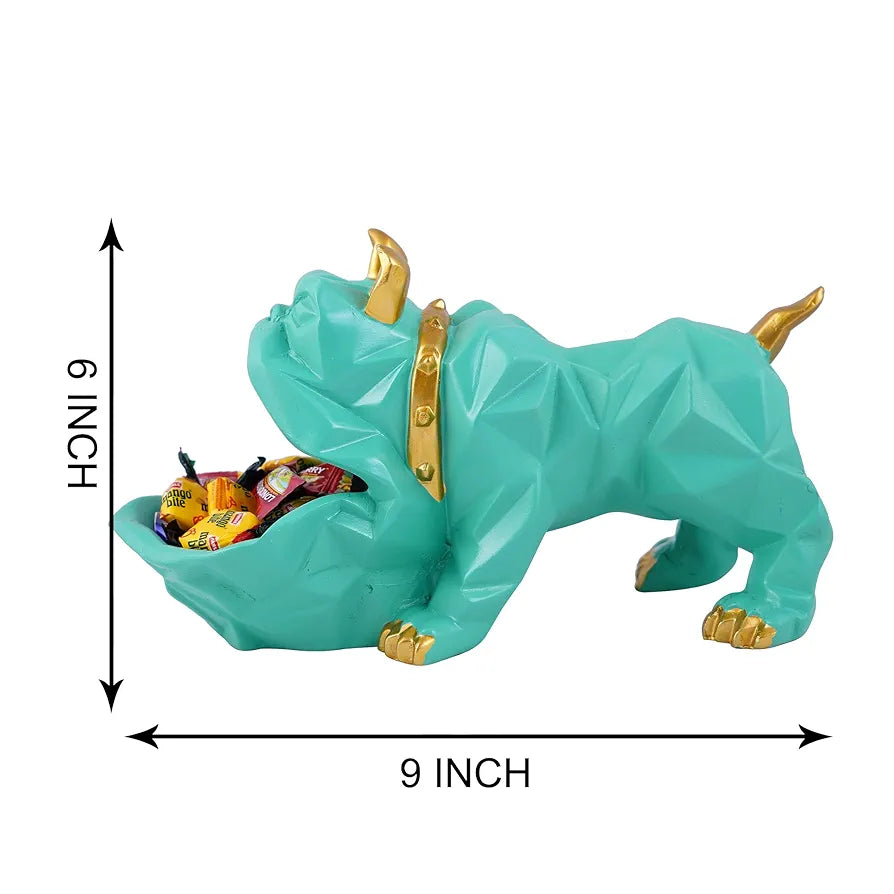 Zart Resin Bulldog Design Storage Holder Bulldog Aquamarine Green