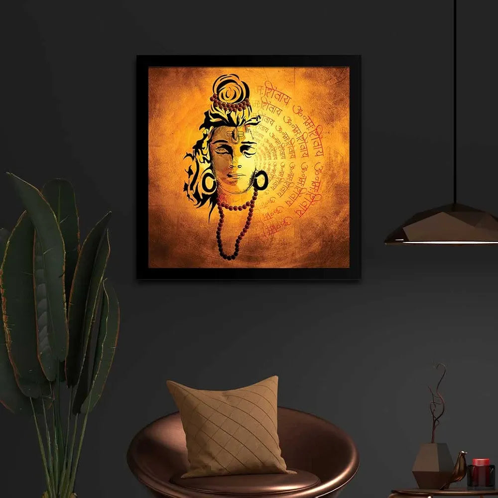 ArtX Shiva Mantra Big Canvas Painting For Living Room With Frame Square