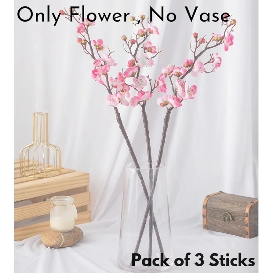 3 Sticks Artificial Blossom Flower Bouquet Sticks Pink