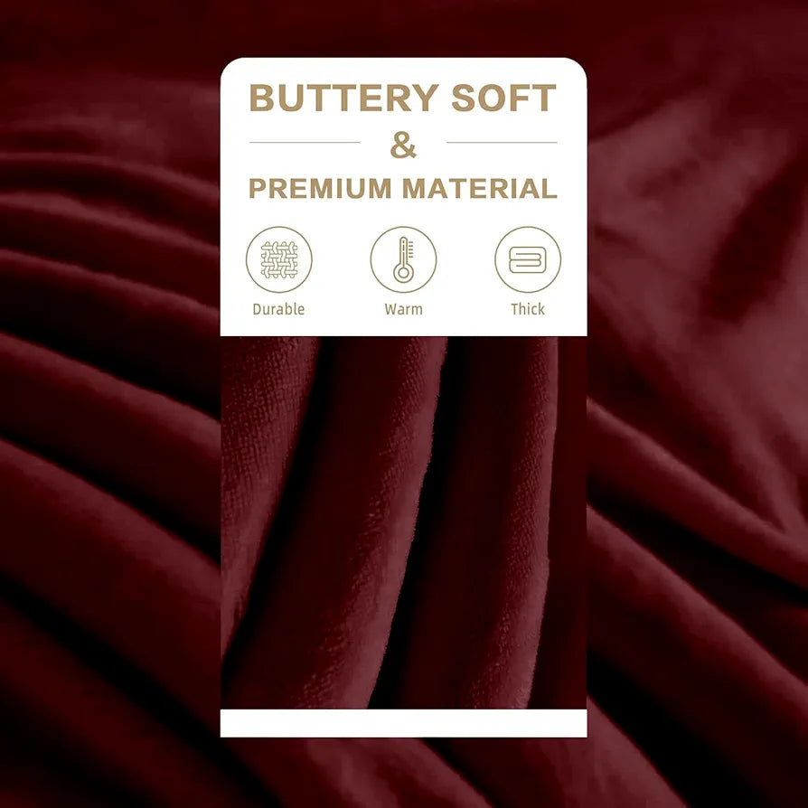 Cloth Fusion Fleece Sherpa Blanket for Winter Single Bed Soft Quilt Blanket Maroon Colour