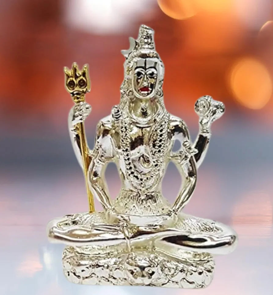 Gold Art India Lord Shiva 999 Silver Plated Idol