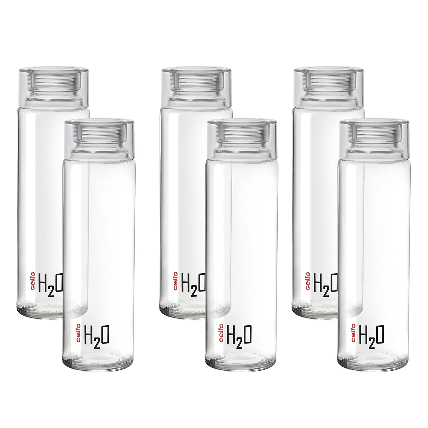Cello H2o Glass Fridge Water Bottle With Plastic Cap | 920 ml | Set of 6