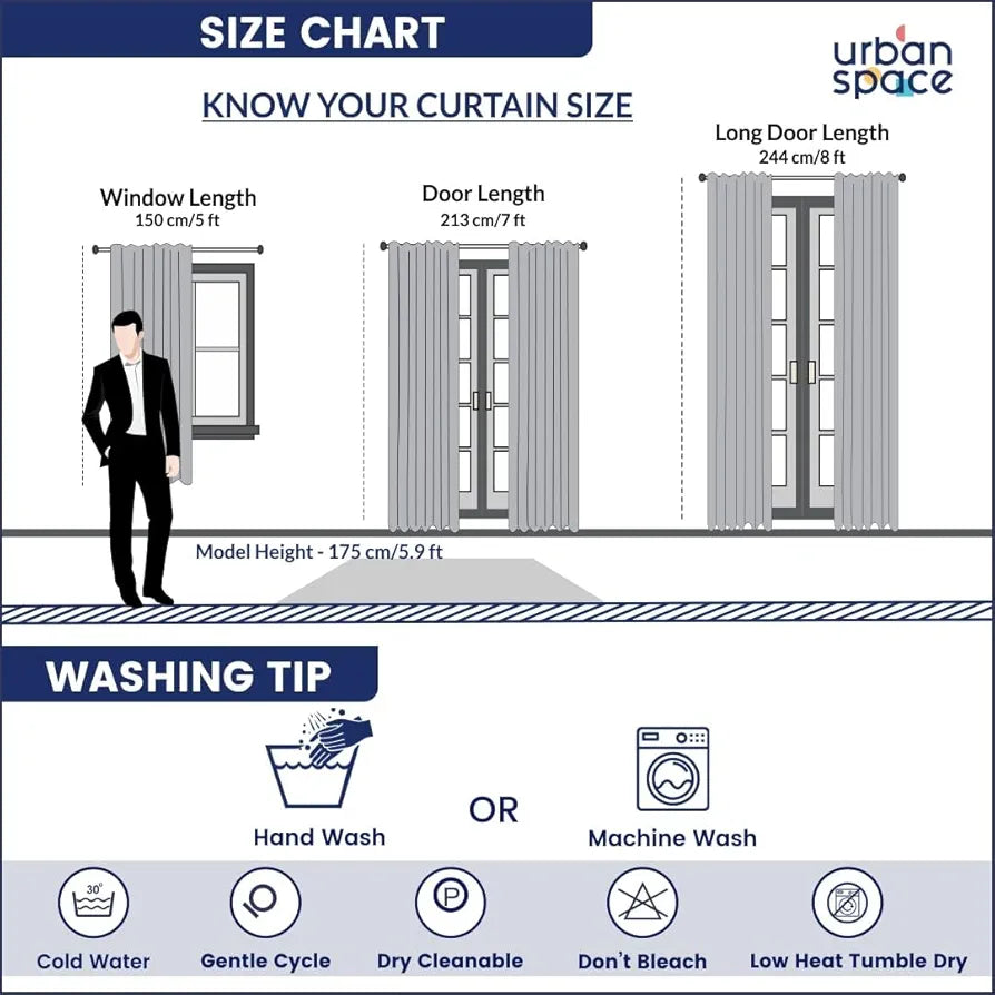 Urban Space Blackout Curtains for Window 5 Feet Set of 2, Thermal Insulated Curtains with Eyelets and Tiebacks Solid Curtain Soft GreyColour