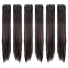Streak Street Clip in 24 Straight Dark Brown Side Patches With Copper Highlights (6pcs Set)