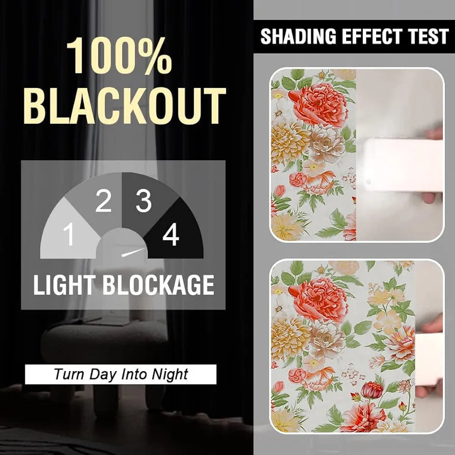Cloth Fusion Blackout Printed Premium Window Curtains 5 Feet Long Set of 2 Lush Blooms