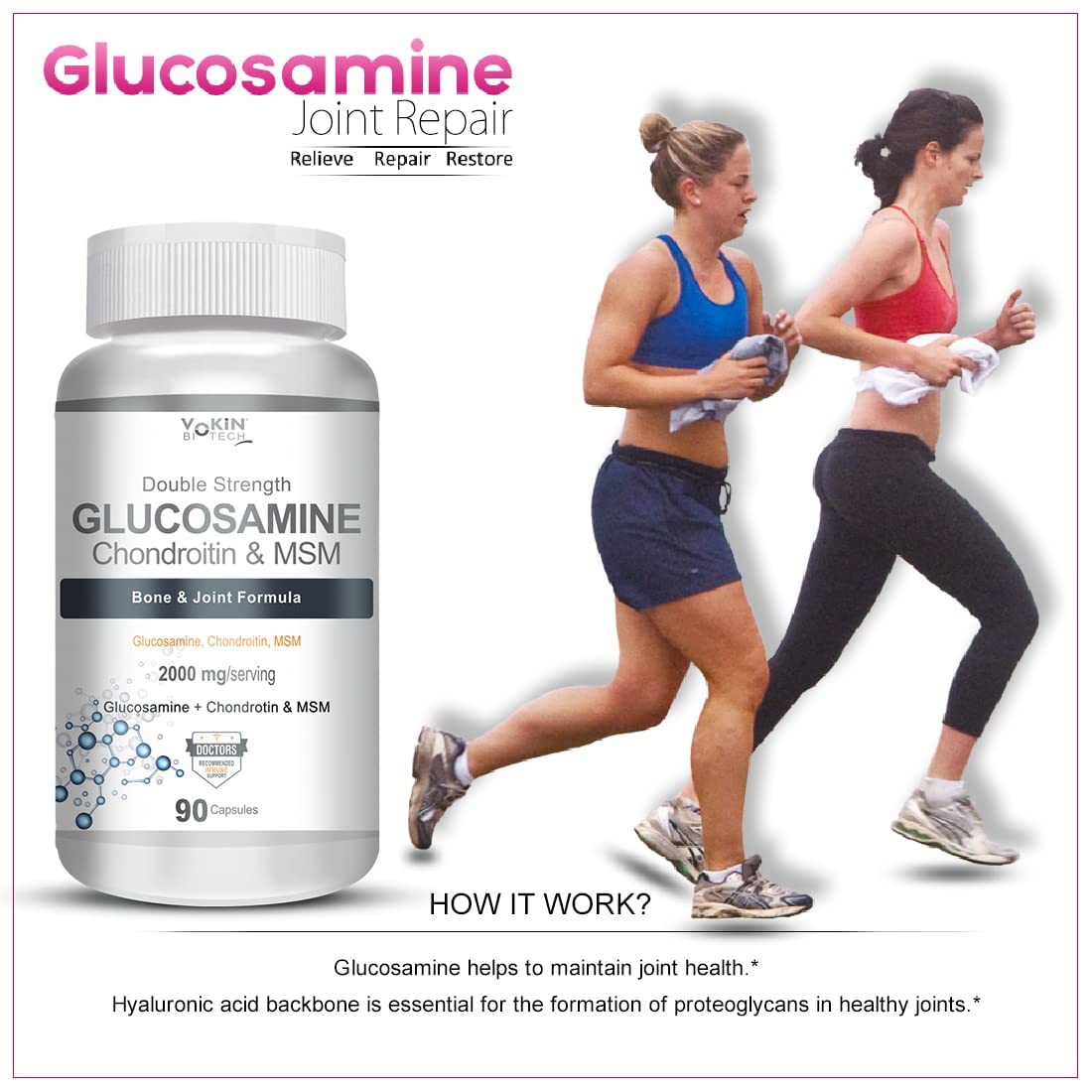 Vokin Biotech Glucosamine Chondroitin & MSM - 90 Capsules
