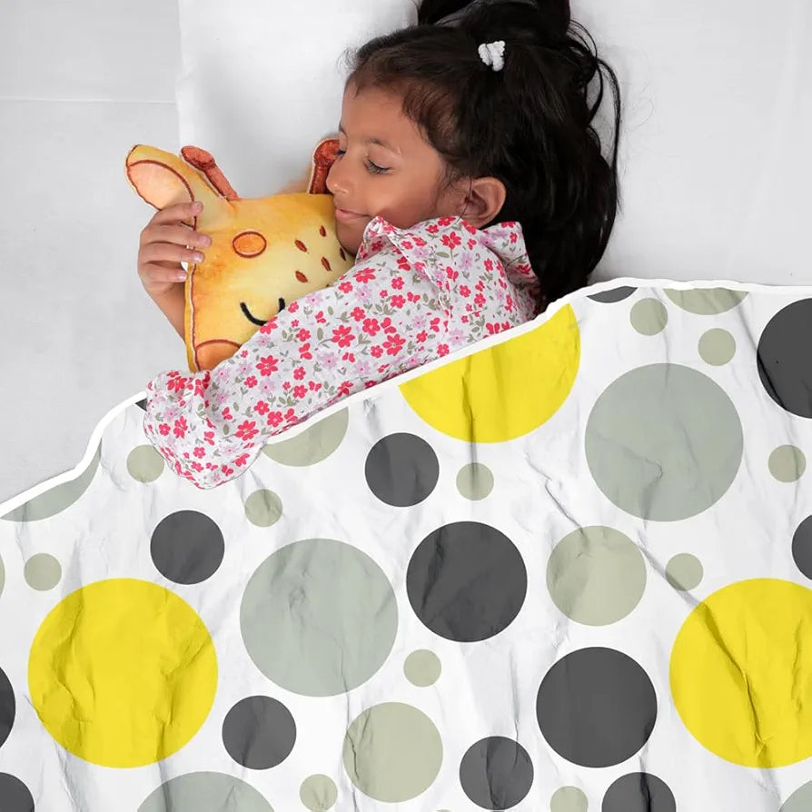 Divine Casa Pure Cotton Baby Blankets Newborn 0-4 Years Soft Cozy Dohar for Toddler Girls I Boys I Babies for Gift Colour Green Banana and White