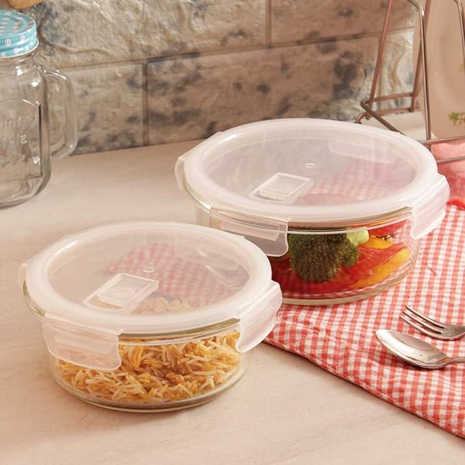 Femora Borosilicate Glass Containers for Kitchen | Storage Box for Kitchen With Air Vent Lid | Set of 1 | 380 Ml