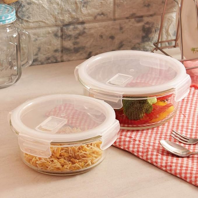 Femora Borosilicate Glass Containers for Kitchen | Storage Box for Kitchen With Air Vent Lid | Set of 1 | 940 Ml