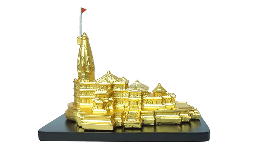 Gold Art India Ram Mandir Ayodhya Gold Plated Matte 24 Karat - Minature Small