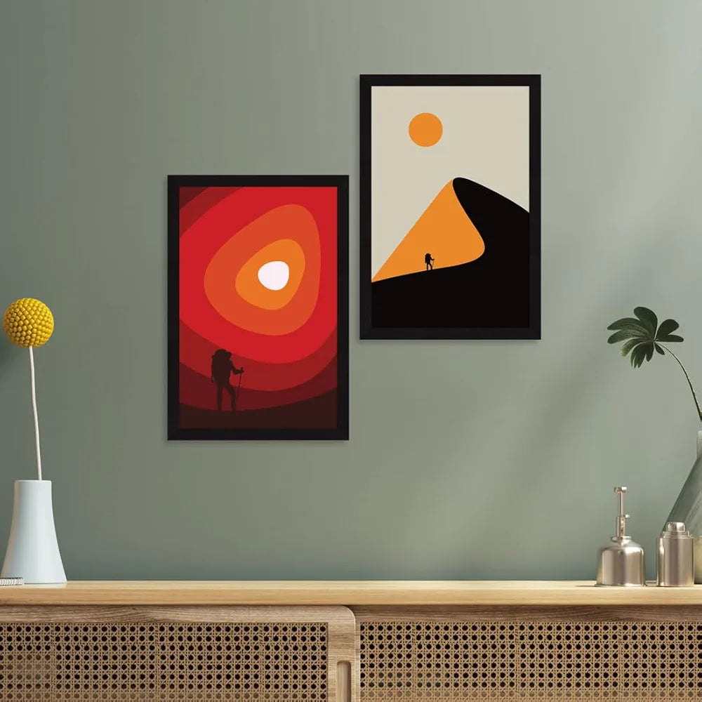 ArtX Paper Aesthetic Wall Decor Paintings with Frame AXII-16-ABS Set Of 2