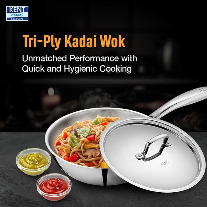 Kent Triply Kadai Wok 18 Cm With Ss Lid