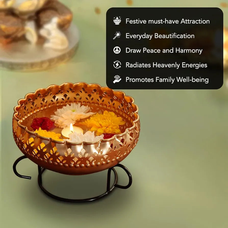 Ekhasa Gold Urli Bowl with Stand Gold