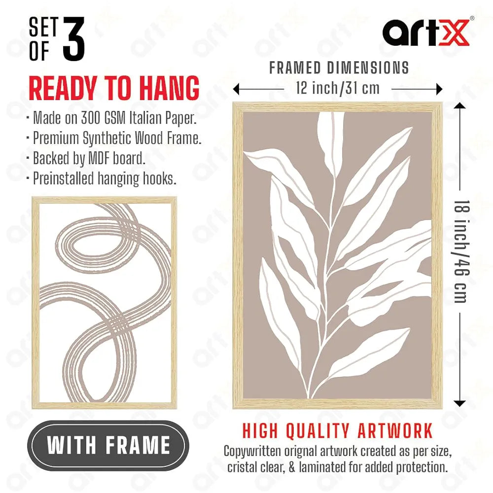 ArtX Paper Boho Paintings with Frame Set of 3