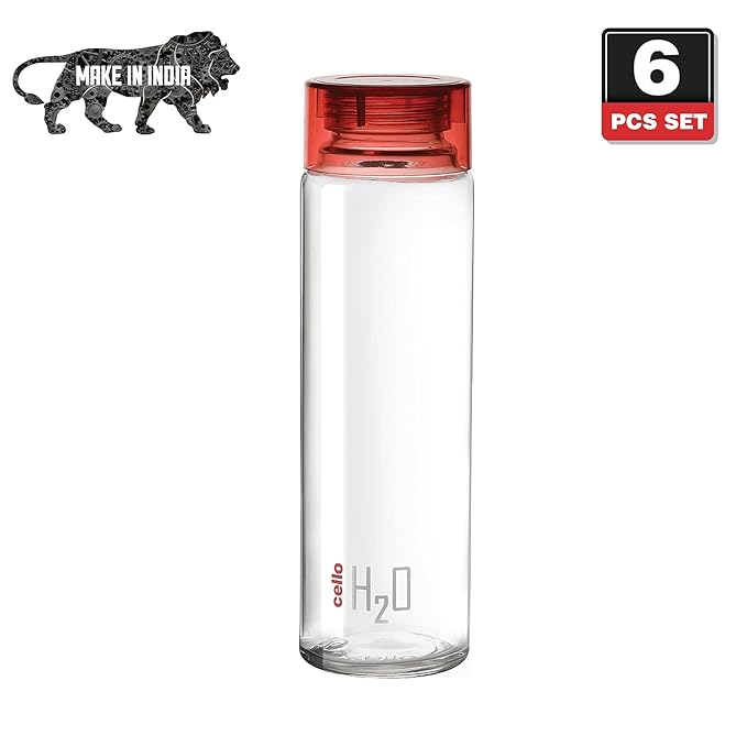 Cello H2O Glass Fridge Water Bottle with Plastic Cap | 920 ml
