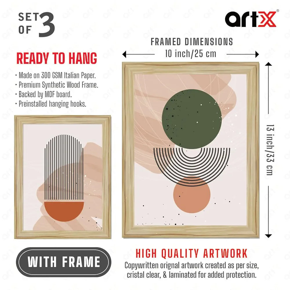 ArtX Paper Abstract Boho Wall Painting Multicolor Bohemian Set of 3