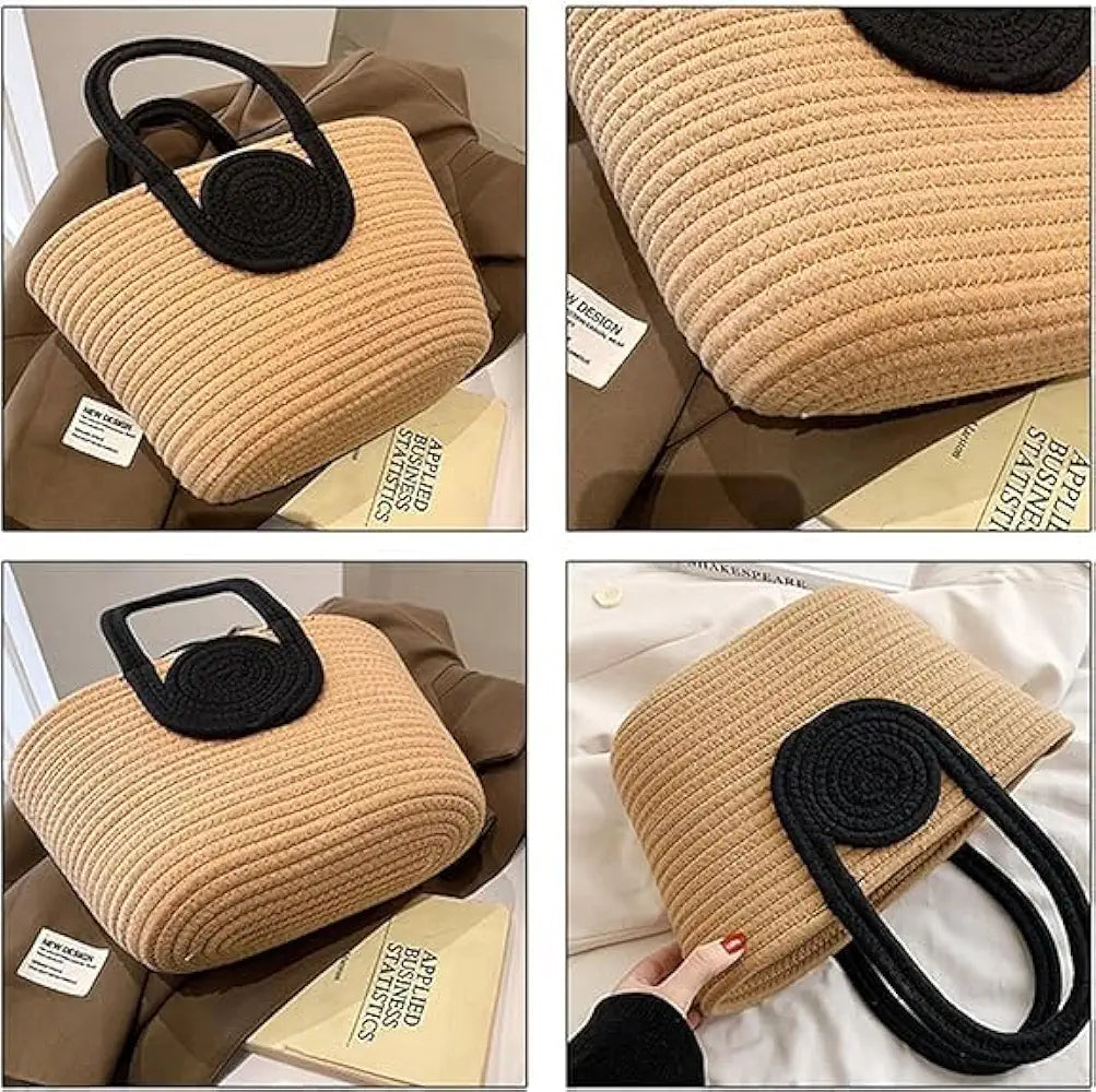 Attractive Hand Bag Large Tote Bamboo Beach Basket for Women Jute Handmade