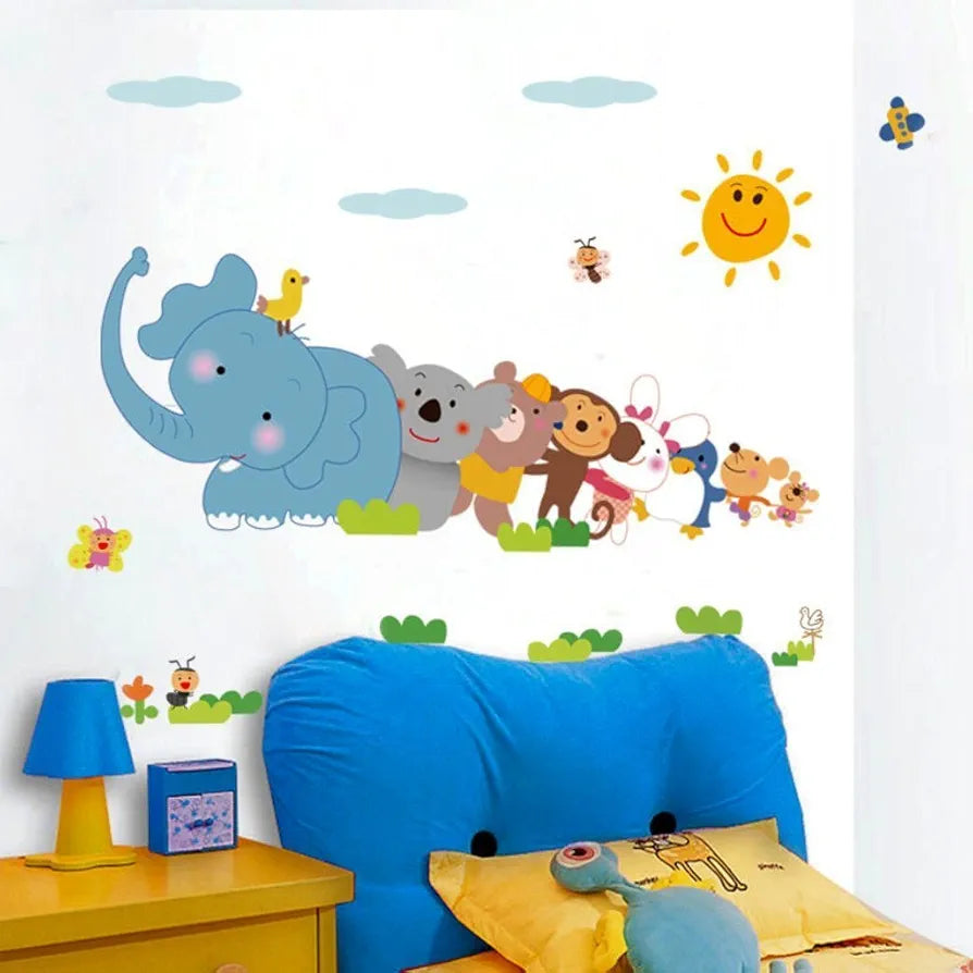 Decals Design Jungle Cartoon Cute Animals Wall Sticker