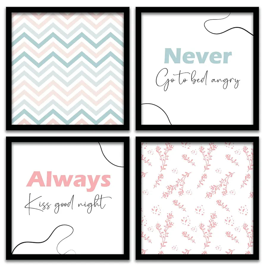 Kotart Never Go to Bed Angry Quotes Frames for Wall Decor Set of 4