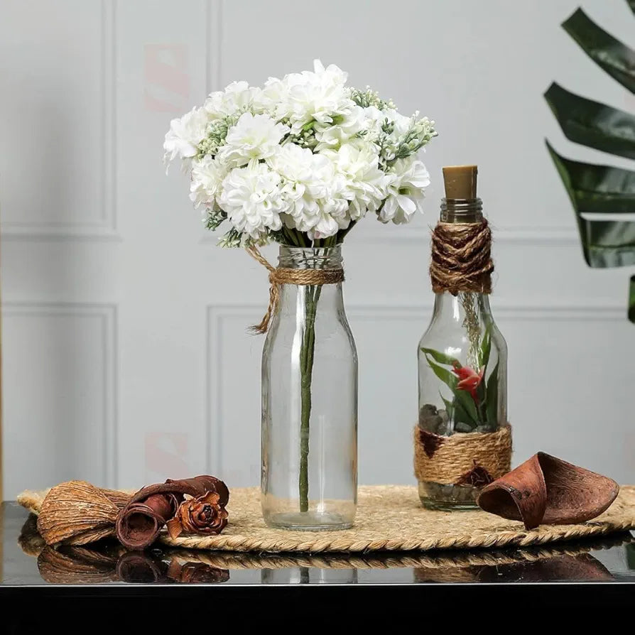 Artificial Dahlia Flower Bunch – 7-Stem Faux Bouquet White