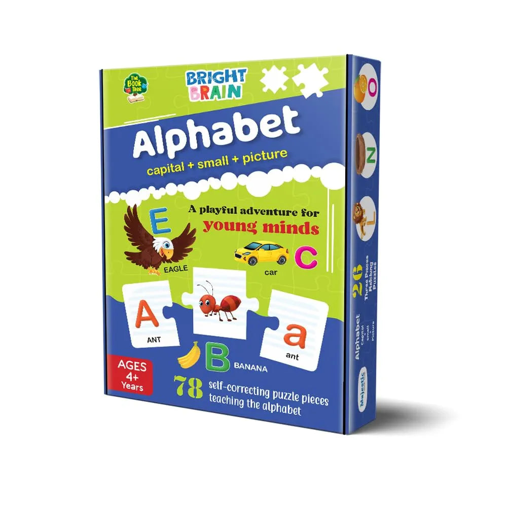 The Book Tree Capital and Small Letter Alphabet Puzzle - 78 Piece Jigsaw Puzzle for Preschoolers, Educational Toy for Learning ABCs and Letters, Gifts for Kids Ages 3 to 6 by Majestic Book Club