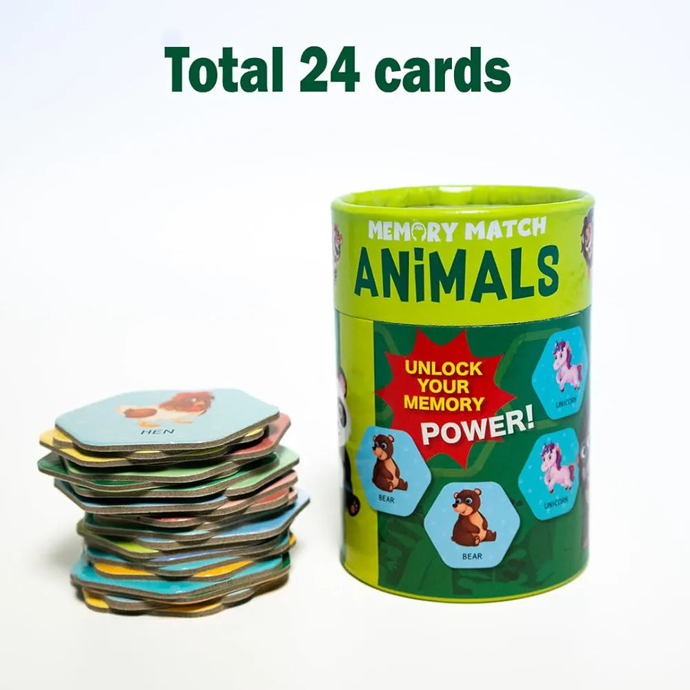 THE BOOK TREE Memory Match Game: Animals – 24 Durable Cards, 12 Fun Animal Pairs, Brain-Boosting Educational Game for Kids, Toddlers, and Families
