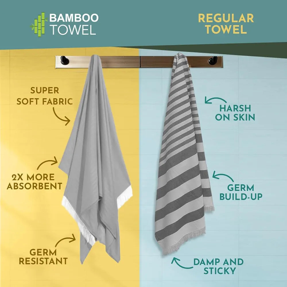 Heelium Bamboo Bath Towel Ultra Soft & Lightweight Highly Absorbent & Fast Drying Turkish Towel for Bath