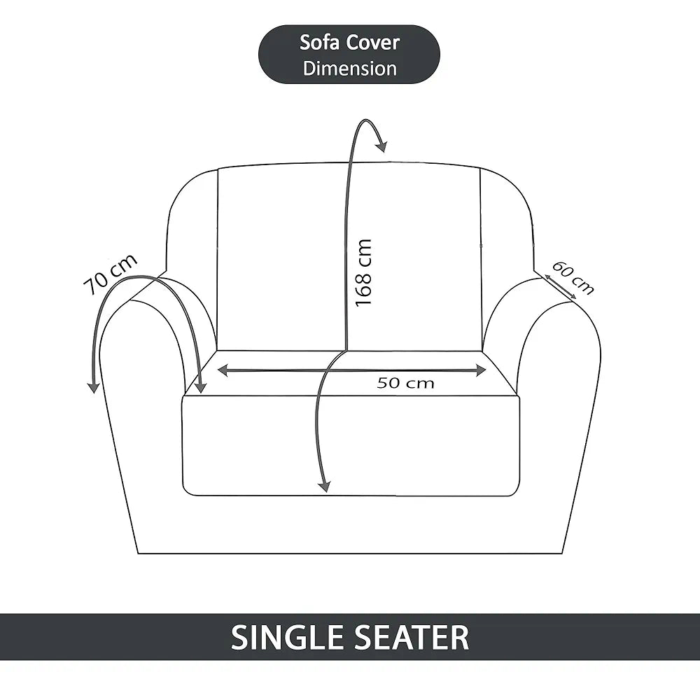 Kuber Industries Soft Velvet Quilted Single Seater Sofa Cover with Pocket Arms Frill Grey