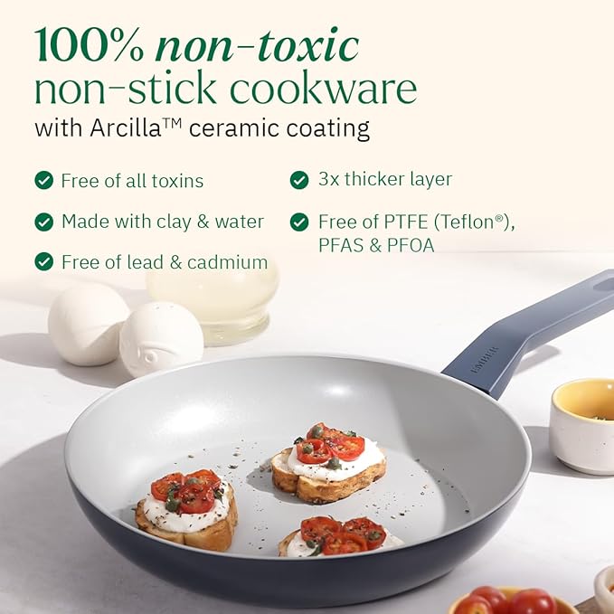 Ember Cookware Arcilla Ceramic Non-stick Egg Pan 20cm | Matching Handle | Florence Series | Terracotta