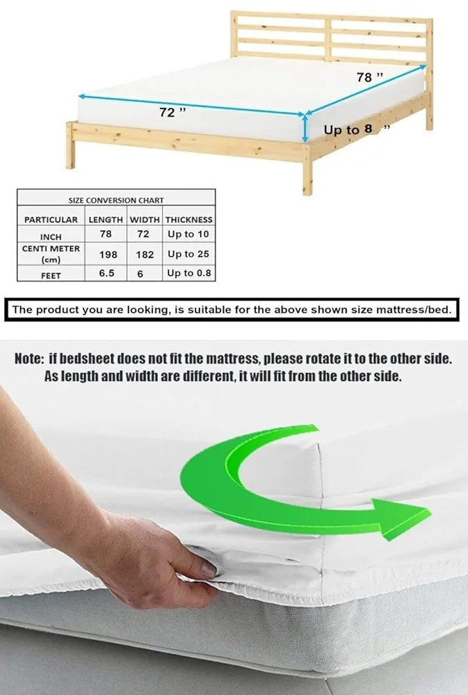 Fresh From Loom Elastic Fitted Floral Bed Sheets Cotton Fitted Bedsheet King Size Bed With Two Pillow Cover 144 TC