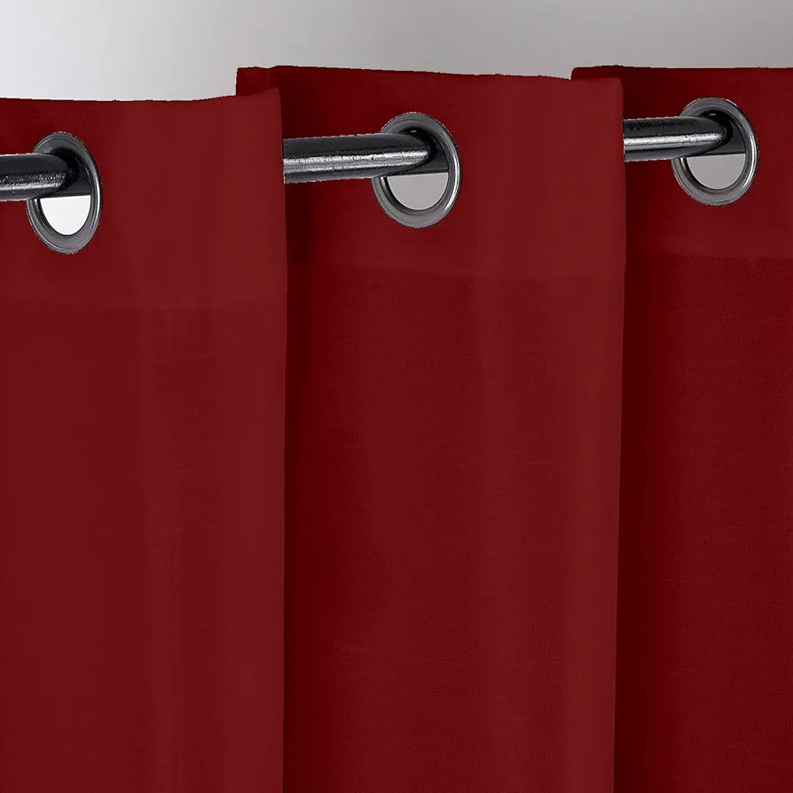 Divine Casa Super Satin Blackout Door Curtains Solid Panels for Complete Light Block Size 7 Feet Colour Cherry Red (Pack of 2)