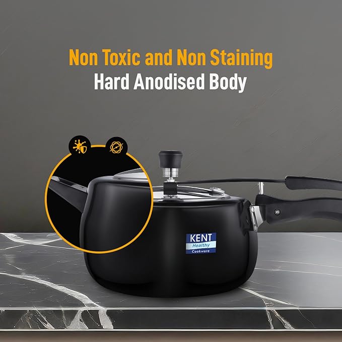 Kent Hard Anodised 5 Litre Pressure Cooker With Ss Inner Lid | 3.25 Mm - 2560 gms