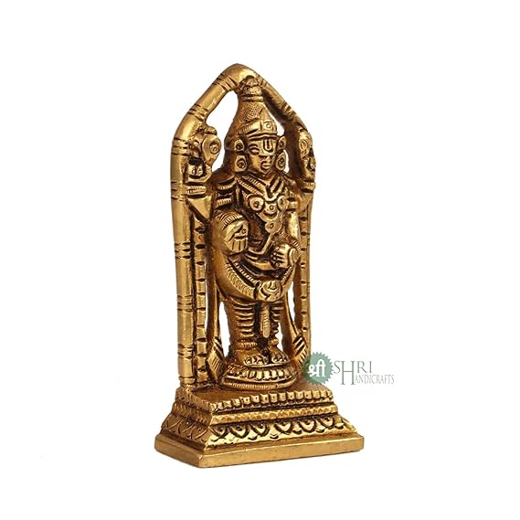 Indicast Brass Tirupati Balaji Idol Murti of Shree Venkateswara Sculpture for Home Decor - Height 11 Cms
