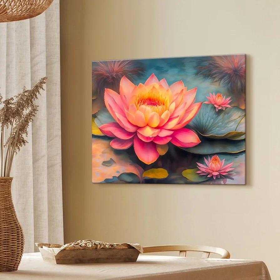 ArtX Canvas Bloomed Lotus Painting For Vastu Big Size Nature