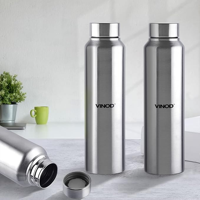 Vinod Frost Fridge Water Bottle with Fabricated 18/8 Stainless Steel Coating Inside and Outside | 1000 ml | Pack of 3