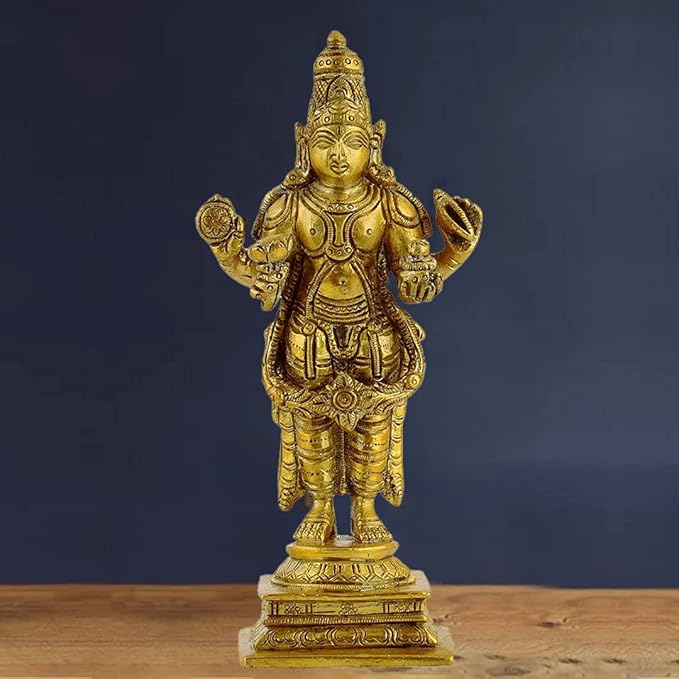 The Advitya Brass Lord Dhanvantari Statue| Lord Vishnu/ God of Ayurveda/medicine Idol | Murti Dhanvantri Dev for Puja Temple Home Office