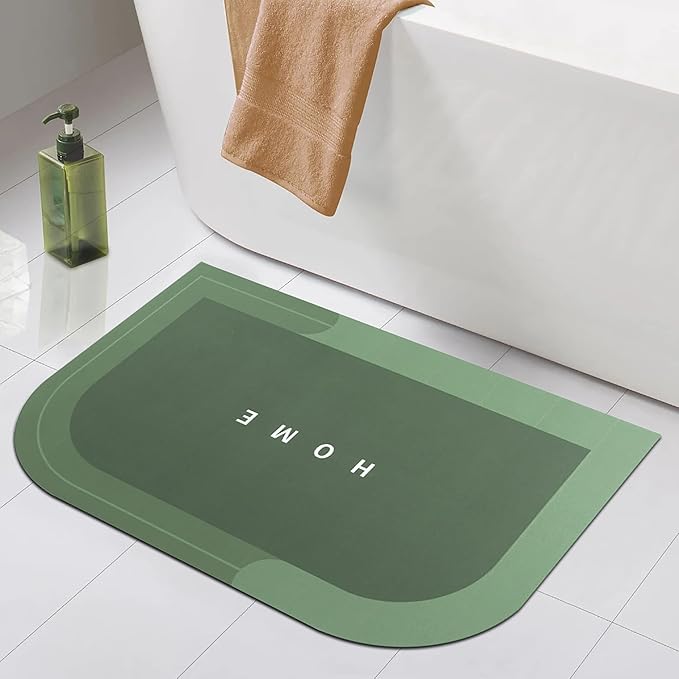 Story@Home Leather Bathroom Mat Aqua Collection Door Mat Anti-Slip Bath Mat Dark Green Colour