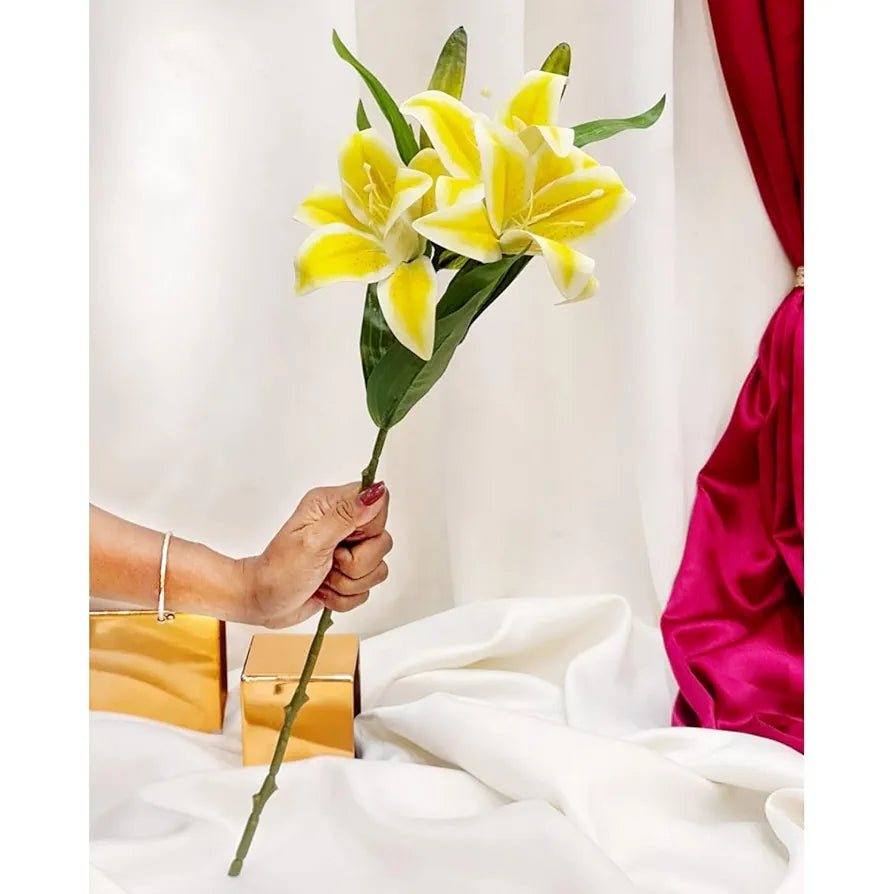 Lily Artificial Flowers Sticks Yellow