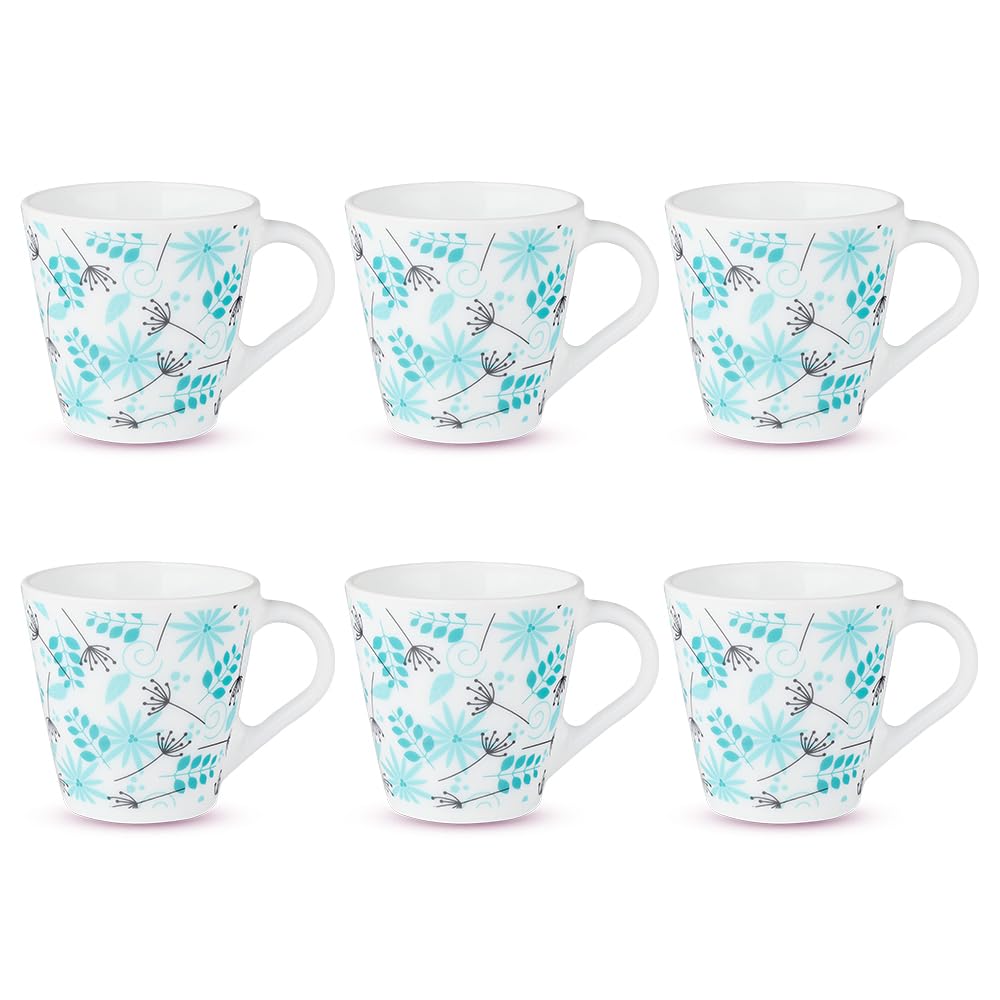 Larah by Borosil Novelty Series Stardust Opalware Mug, Set of 6 Tea/coffee Mugs | 160 Ml Each