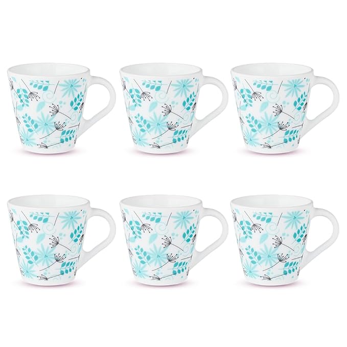 Larah by Borosil Novelty Series Stardust Opalware Mug | Set of 6 Tea/coffee Mugs | 110 Ml Each